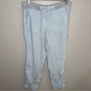 Lou & Grey light blue chambray cotton woven loose fit pull on pants size Small